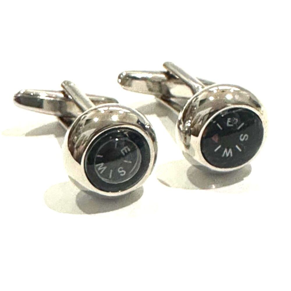 Working Black Dial Compass Small Cufflinks for Travelers & Adventurers